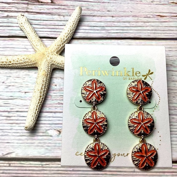 NEW PERIWINKLE BY BARLOW GOLD STAR LON EARRINGS SUMMER BEACH VACATION - Picture 1 of 5